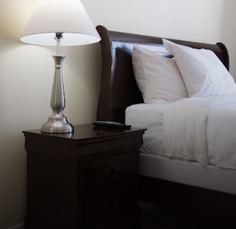 Furnished studio suite bedside